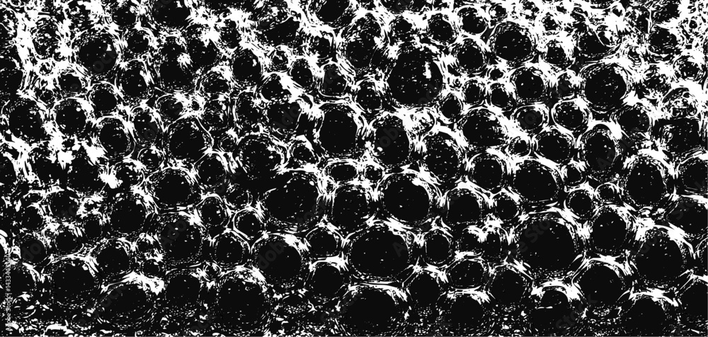 Poster Texture overlay featuring a detailed bubble pattern highlighting various shapes and sizes in a monochromatic style