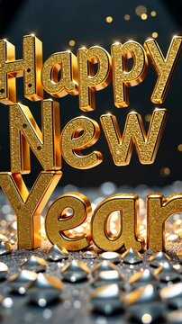 Happy New Year Wishes Intro Opener Background. Mobile Vertical HD Resolution, 1080x1920 Pixels