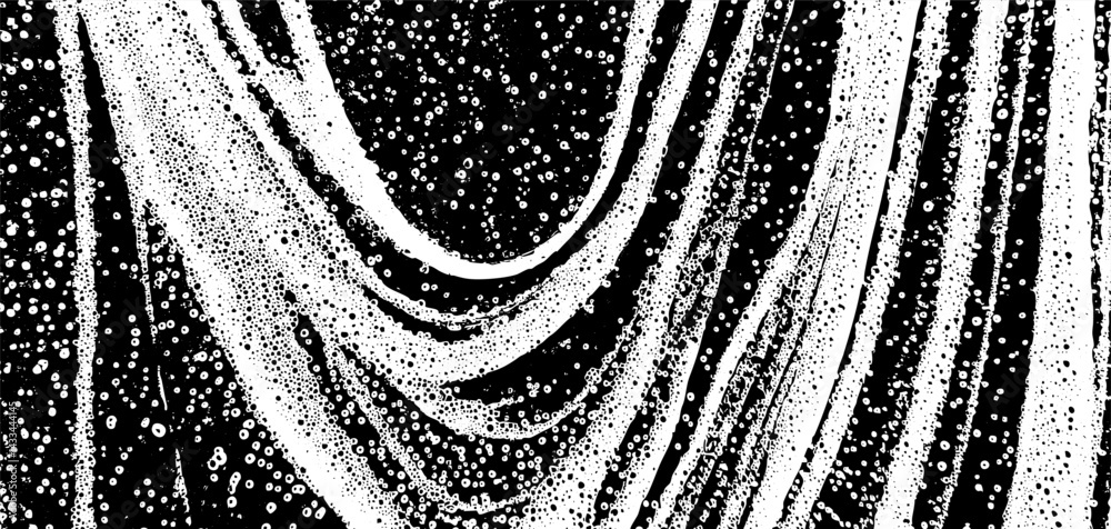 Poster Foam soap overlay texture showcasing fluid patterns and surface detail against a black background