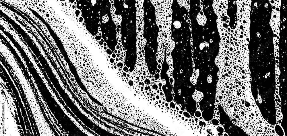 Poster Foam soap overlay texture on a clean window with intricate patterns and bubbles