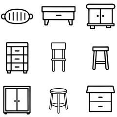 Fototapeta premium Set of wooden furniture icons