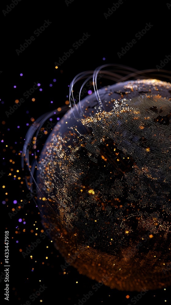 Poster abstract futuristic data visualization, glowing network connection, digital technology background wi