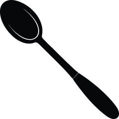 Wooden spoon icon black silhouette vector illustration on transparent background
