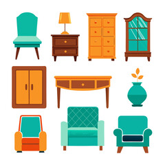 Fototapeta premium Set of wooden furniture icons