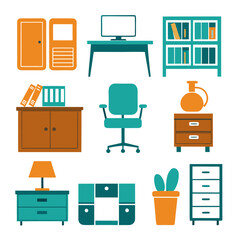 Fototapeta premium Set of wooden furniture icons