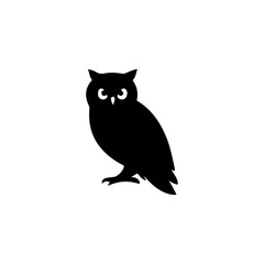 Simple black silhouette of a wise owl