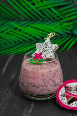 Pitaya smoothie, healthy detox drink. Trendy beverage, useful breakfast idea