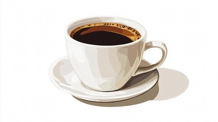 Elegant White Coffee Mug on Solid White Background for Professional Use