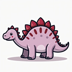 Obraz premium Cute Stegosaurus Adventures: A Simple Flat Line Illustration of a Pink Stegosaurus with Thick Outlines and Pastel Purple Accents, Perfect for Engaging Young Readers in Children's Books. 