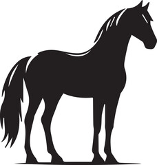 Obraz premium Standing Horse Silhouette Vector Set – Black and White Equine Illustrations for Logos, Prints & Designs