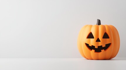 Orange Halloween Jack O Lantern Pumpkin on White Background