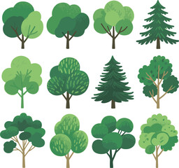 Obraz premium sat of the tree icon set forest victor design with white background.