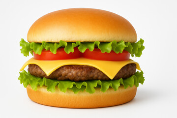 Classic cheese hanburger with lettuce and tomato