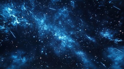 Fototapeta premium Starry night sky filled with falling meteors