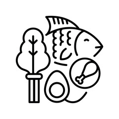 Paleo friendly black line icon for digital and print projects.