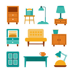 Fototapeta premium Set of wooden furniture icons