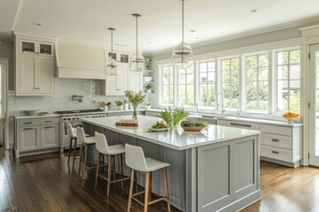 Modern kitchen interior design view on white background on transparent background
