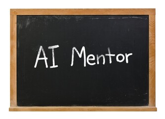 Obraz premium AI mentor written in white chalk on a black chalkboard