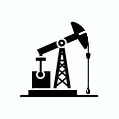  very simple flat and single minimalist Oil Drill Silhouettes in black on a white background