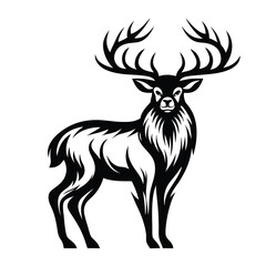 Majestic Reindeer Portrait with Detailed Antlers, Silhouette, and Graceful Look