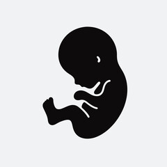  very simple flat and single minimalist Fetus Silhouettes in black on a white background 