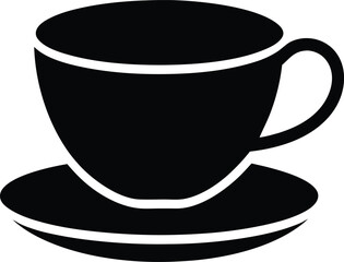 Coffee cup icon black silhouette vector illustration on transparent background
