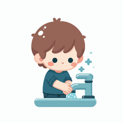vector image of a child washing his hands