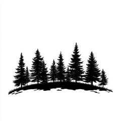 Obraz premium Various types of trees in silhouette design against a white background for nature-themed projects