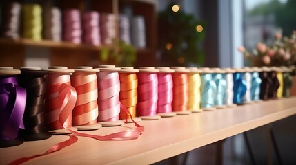 Ribbon wall display in background,