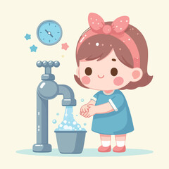 vector image of a child washing his hands