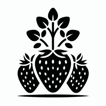 recommend clip art:  very simple flat and single minimalist Strawberries Silhouettes in black on a white background 