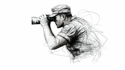 Abstract Soldier Photographer In Focus