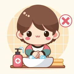 vector image of a child washing his hands