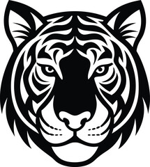 tiger head  icon black silhouette vector illustration on transparent background
