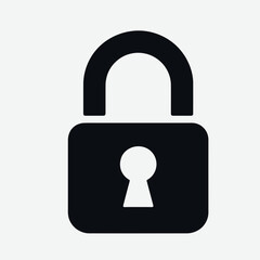  very simple flat and single minimalist Security Lock Silhouettes in black on a white background 