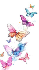Watercolor Butterfly Illustration with Vibrant Colors and Transparent Background