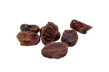 Delicious Tunisian dates, sweet dates on white background. Ramadan concept, fasting and natural healthy food