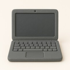 laptop made of plasticine on a white background