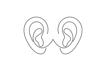 Ear Continuous one line art drawing of scissors vector illustration design
