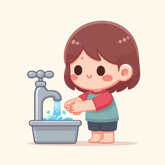 vector image of a child washing his hands