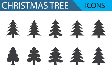 Obraz premium Vector Christmas Tree Icons Featuring Different Designs for Christmas and Winter Graphics
