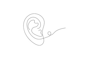 Ear Continuous one line art drawing of scissors vector illustration design
