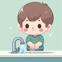 vector image of a child washing his hands