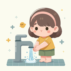 vector image of a child washing his hands