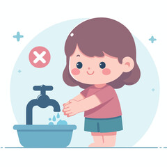 vector image of a child washing his hands