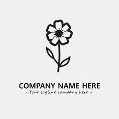 Flower illustration black and white for logo company vector image

