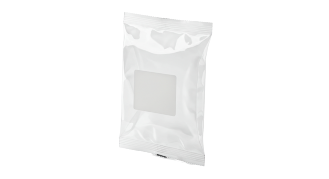 White resealable pouch with label area for modern food or product packaging mockup