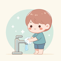 vector image of a child washing his hands