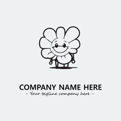 Flower illustration black and white for logo company vector image

