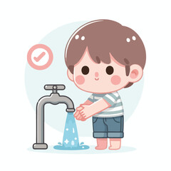 vector image of a child washing his hands